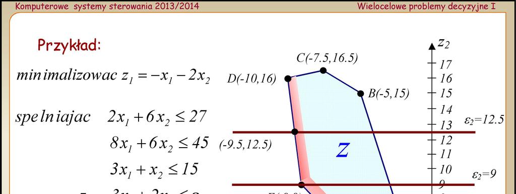 3.05.07 Twierdenie MO Jeżeli X jest jest rowiąaniem Pareto optymalnym agadnienia WCPL, to jest optymalnym rowiąaniem agadniena MO, dla pewnych wartości ;i,k,i i j Kaimier Duinkiewic, dr hab. inż.