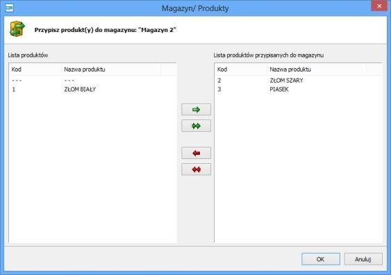 Aby dodać produkty do danego magazynu należy: 1. Na liście magazynów zaznaczyć odpowiedni magazyn 2. Z menu wybieramy ikonę Magazyn następnie wybieramy opcje Magazyn/Produkt (Ctrl + T) 3.