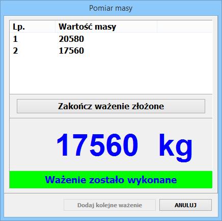 4.1.4 Ważenie złożone Ważenia złożone przydatne są w momencie gdy zachodzi potrzeba ważenia długiego pojazdu/wagonu na krótkiej wadze.