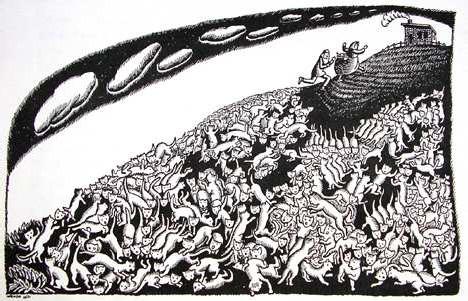 But we can never feed them all, said the very old woman, They will eat us out of house and home. I never thought of that, said the very old man, What shall we do?