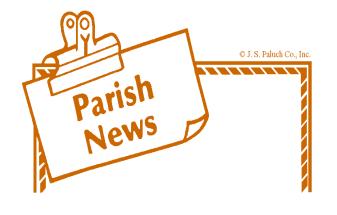 Announcements Today the second collection is designed for for the parking lot Please join us for a 4pm Family Mass with children s choir.