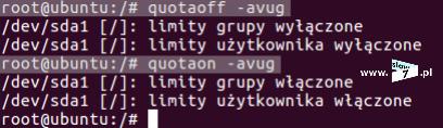 quotaon -avug oraz quotaoff -avug Sprawdźmy zatem działanie mechanizmu