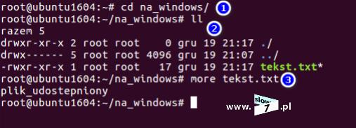 6 (Pobrane z slow7.pl) Po wydaniu polecenia aby zakończyć proces montowania zasobu należy podać hasło użytkownika luk (oczywiście podajemy hasło używane w systemie Windows).