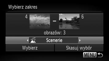 Porządkowanie zdjęć według kategorii (Moja kategoria) Na ekranie zostanie wyświetlony symbol. Po ponownym naciśnięciu przycisku m zaznaczenie zdjęcia zostanie usunięte, a ikona zniknie.