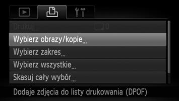 Wybieranie zdjęć do wydrukowania (DPOF) Po wybraniu trybu [Miniatury] opcje [Data] i [Numer pliku] nie mogą być jednocześnie włączone (ustawienie [Wł.]).