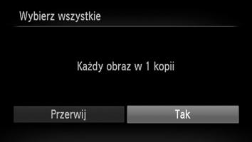 Wybieranie zdjęć do wydrukowania (DPOF) Wybierz zakres Wybierz opcję [Wybierz zakres]. W punkcie 1 na str. 138 wybierz opcję [Wybierz zakres], a następnie naciśnij przycisk m.