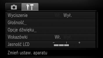 MENU podstawowa obsługa Za pomocą menu można wprowadzać ustawienia różnych funkcji. Elementy menu znajdują się na kartach dotyczących np. fotografowania (4) iwyświetlania (1).