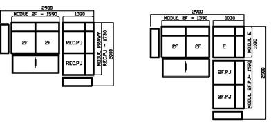 PJ] 30 narożnik modułowy [2F E REC.PJ] szer. 281(220)/gł.