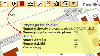 mapie pozwala na wyświetlenie informacji o elementach, znajdujących