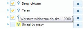 Wyświetli się opis widoczności warstwy, np. Warstwa widoczna do skali 10 000.