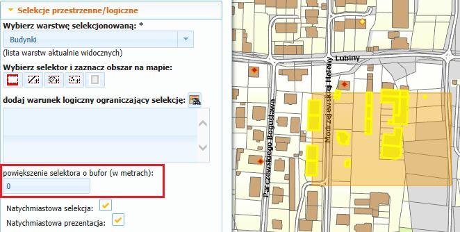 Istnieje także możliwość powiększenia selekcji o bufor.