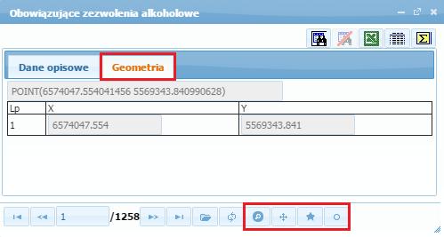 W przypadku, gdy formatka zawiera elementy posiadające geometrię, znajdują się na niej jeszcze dodatkowe klawisze związane z możliwością podglądu tejże geometrii: Klawisz: Funkcja: wycentrowanie i