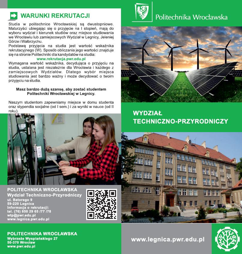 Inżynieria Odnawialnych Źródeł Energii 45 miejsc rekrutacyjnych Kształcenie na W16 w