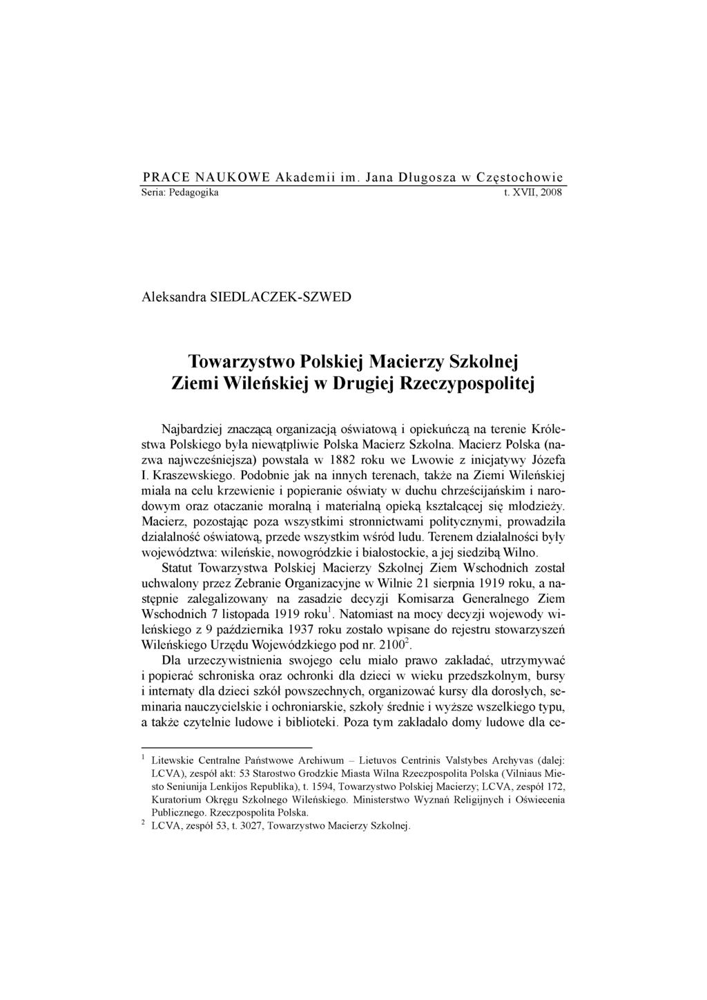 PR A C E NAUKOWE Akademii im. Jana D ł ugosza w Cz ę Stochowie Seria: Pedagogika t.