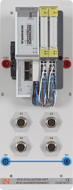 4 RFID Evaluation Unit CO3715-7T 1 RFID evaluation unit capable of accommodating up to three read/write heads Interface unit with two Ethernet ports for communication Up to four RFID read/write heads