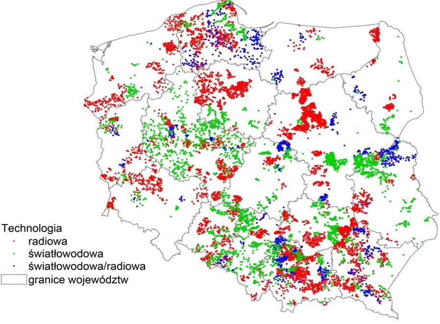 Obliczenia i rozproszenie inwestycji Podstawą naszych analiz są dane zagregowane z obszaru całego kraju dla mix u technologicznego obejmującego zarówno sieci światłowodowe, jak i radiowe oraz różnego