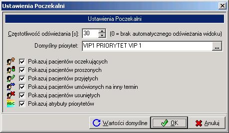3. Praca w trybie rejestracji umówiony na inny termin, usunięty). Umożliwia również określenie, czy na Karcie priorytetów widoczne mają być atrybuty priorytetu. Godz.