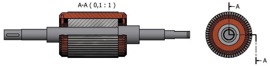 35 Rys. 2. Przekrój ¼ silnika indukcyjnego klatkowego głębokożłobkowego Fig. 2. Section ¼ rotor with squirrel cage motor Rys. 3.