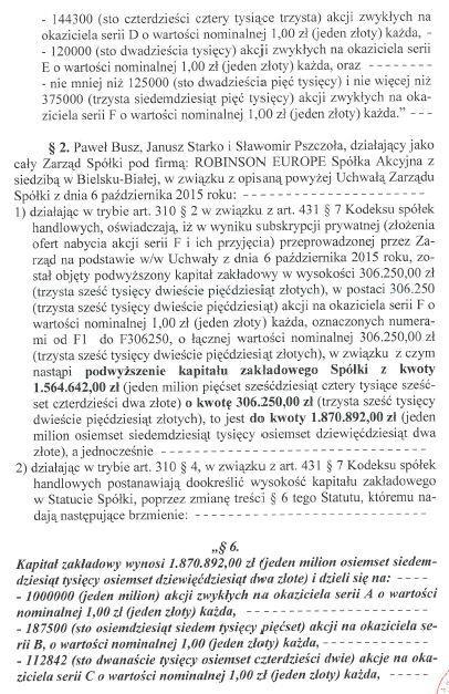 Subskrypcja akcji odbywała się w dniach 07 października 2015 roku do 31 października 2015 roku.