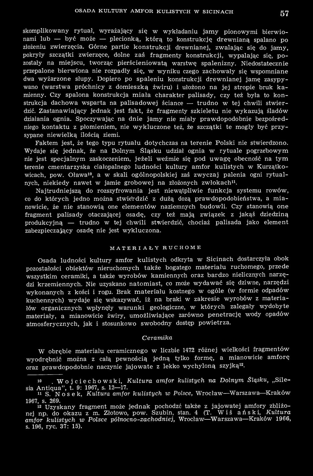 Górne partie konstrukcji drewnianej, zwalając się do jamy, pokryły szczątki zwierzęce, dolne zaś fragmenty konstrukcji, wypalając się, pozostały na miejscu, tworząc pierścieniowatą warstwę spalenizny.