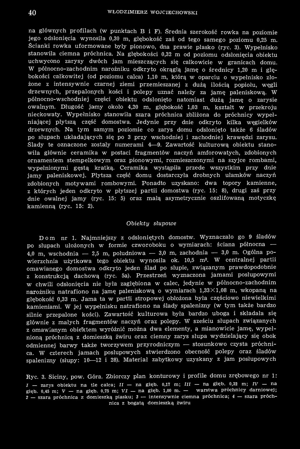 Na głębokości 0,32 m od poziomu odsłonięcia obiektu uchwycono zarysy dwóch jam mieszczących się całkowicie w granicach domu.