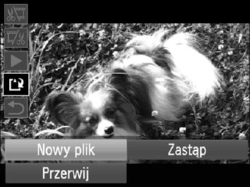 Edycja Zapisz edytowany film. Za pomocą przycisków op wybierz opcję, a następnie naciśnij przycisk m. Za pomocą przycisków qr wybierz opcję [Nowy plik], a następnie naciśnij przycisk m.