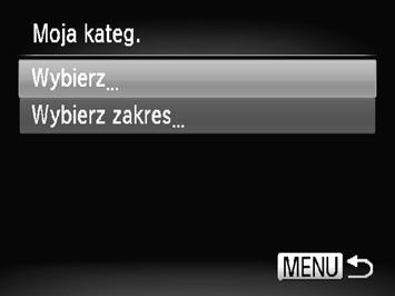 Porządkowanie zdjęć według kategorii (moja kategoria) Można dzielić zdjęcia na kategorie, a następnie wybierać kategorie do filtrowania i wyświetlania (str. 111).
