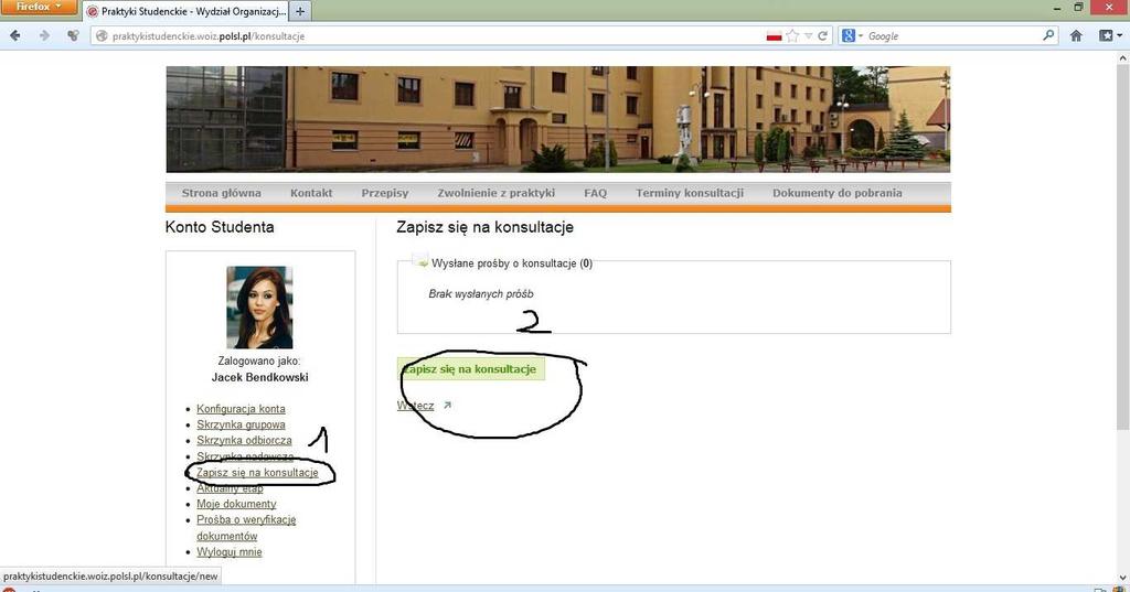 Zapisywanie się na konsultacje Przed przyjściem na konsultacje należy uprzednio