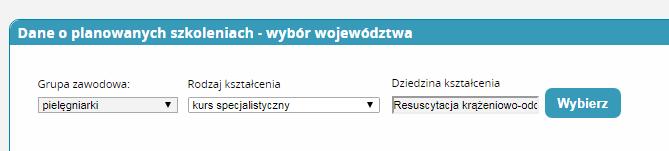 przyciskiem Wybierz. Ukaże się lista szkoleń z możliwością wyszukania tego, który nas interesuje.