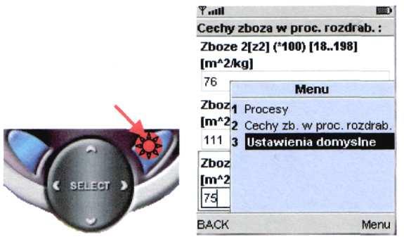 Jeśli obliczenia mają zostać przeprowadzone dla predefiniowanych ustawień przyrostów powierzchni rozdrabnianych zbóż, użytkownik ma możliwość ustawienia takiej opcji za pomocą menu podręcznego