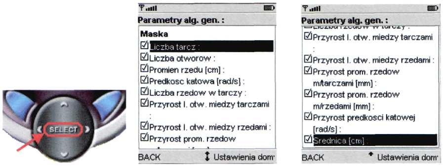 Rysunek 26 Wybór optymalizowanych cech Wpływ ustawień GA na czas symulacji Ze względu na możliwość ładowania i wykonywania obliczeń genetycznych na urządzeniach przenośnych należy zdawać sobie sprawę