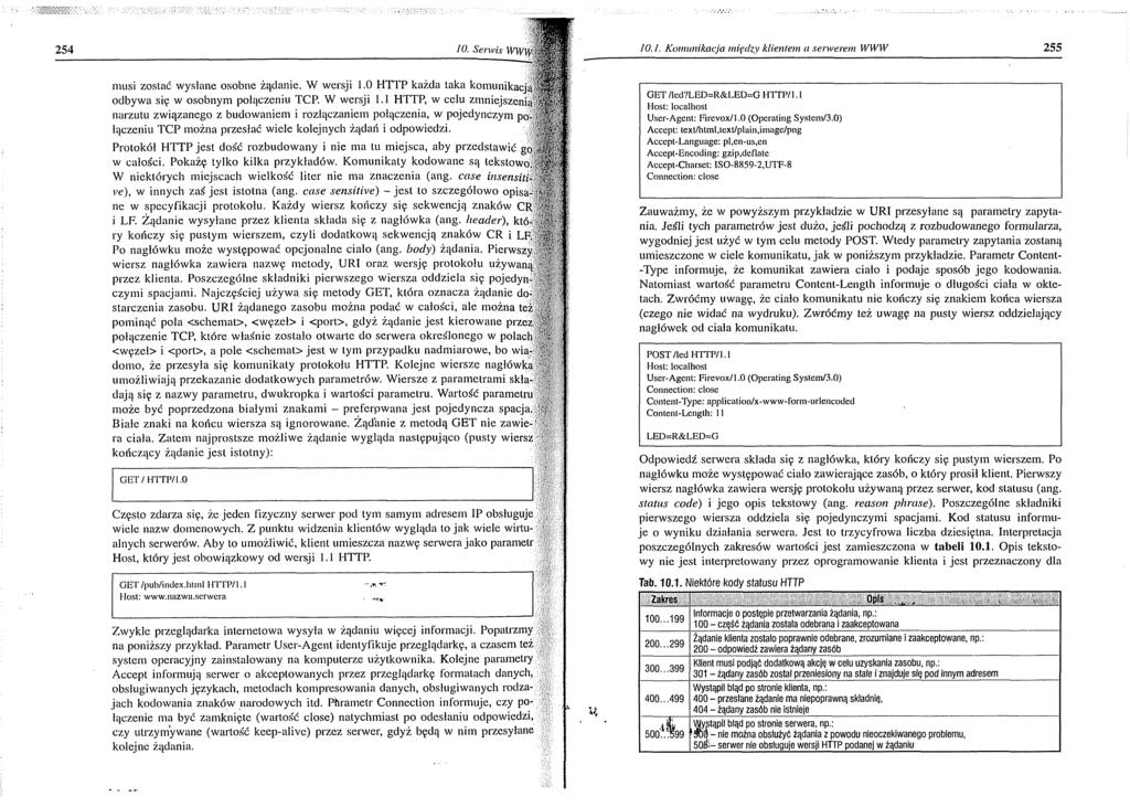 10.1. Komunikacja między klientem a serwerem WWW 2 55 musi zostać wysiane osobne żądanie. W wersji 1.