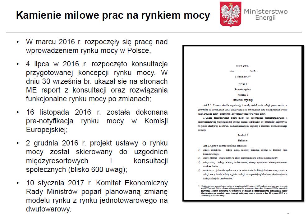 Projekt ustawy o rynku mocy Źródło: Projekt ustawy o