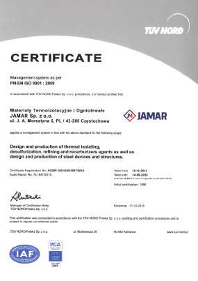 Nasza firma jako jedna z pierwszych w Polsce w czerwcu 1996 roku, otrzymała certyfikat potwierdzający spełnienie przez firmę normy DIN EN ISO 9000.