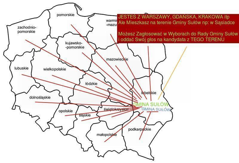 Jesteś z Warszawy możesz głosować w gm. Sułów Informujemy wszystkich mieszkańców Gminy Sułów, oraz naszej wsi Sąsiadka o bardzo ważnym komunikacie wyborczym odnoszącym się do głosowania.