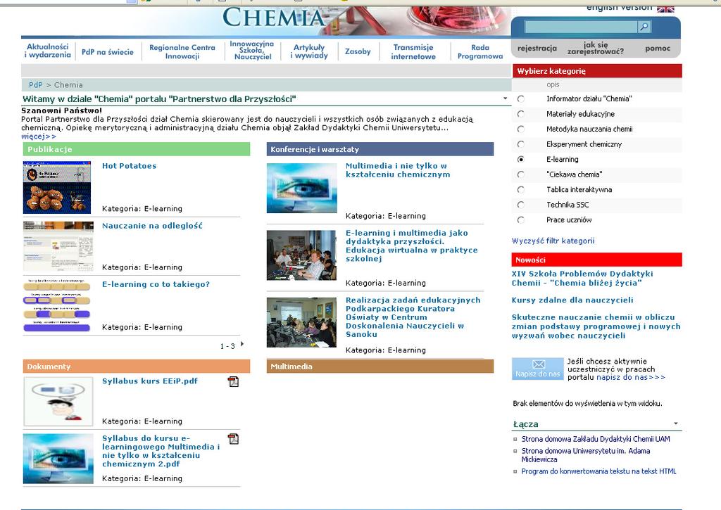 informacje o szkołach, które zakupiły tablice interaktywne [Gulińska, Bartoszewicz, 2005, 2006]; 8.