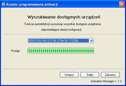 przycisk z lupą w celu przejścia programu do automatycznego wykrywania konfiguracji.