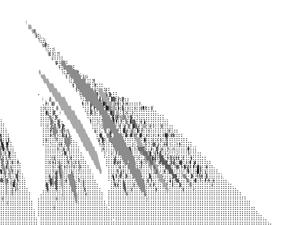 99.5.5. T T. T T.5.5.. T T T T 6T...5.6 Rys. 9. Fragmenty rysunku 8a) Fig. 9. Fragments of icture 8a)...6.8 nt(n>7) PO Na rysunku rzedstawiono wybrany wykres bifurkacyjny, odowiadający rzekrojowi obszaru (, ) dla α = 8 (rys.