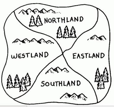 Jeśli kraj północny pokolorujemy na czerwono, to kraje: wschodni i zachodni nie mogą być czerwone, gdyż trudno byłoby dostrzec granice między nimi a krajem północnym.