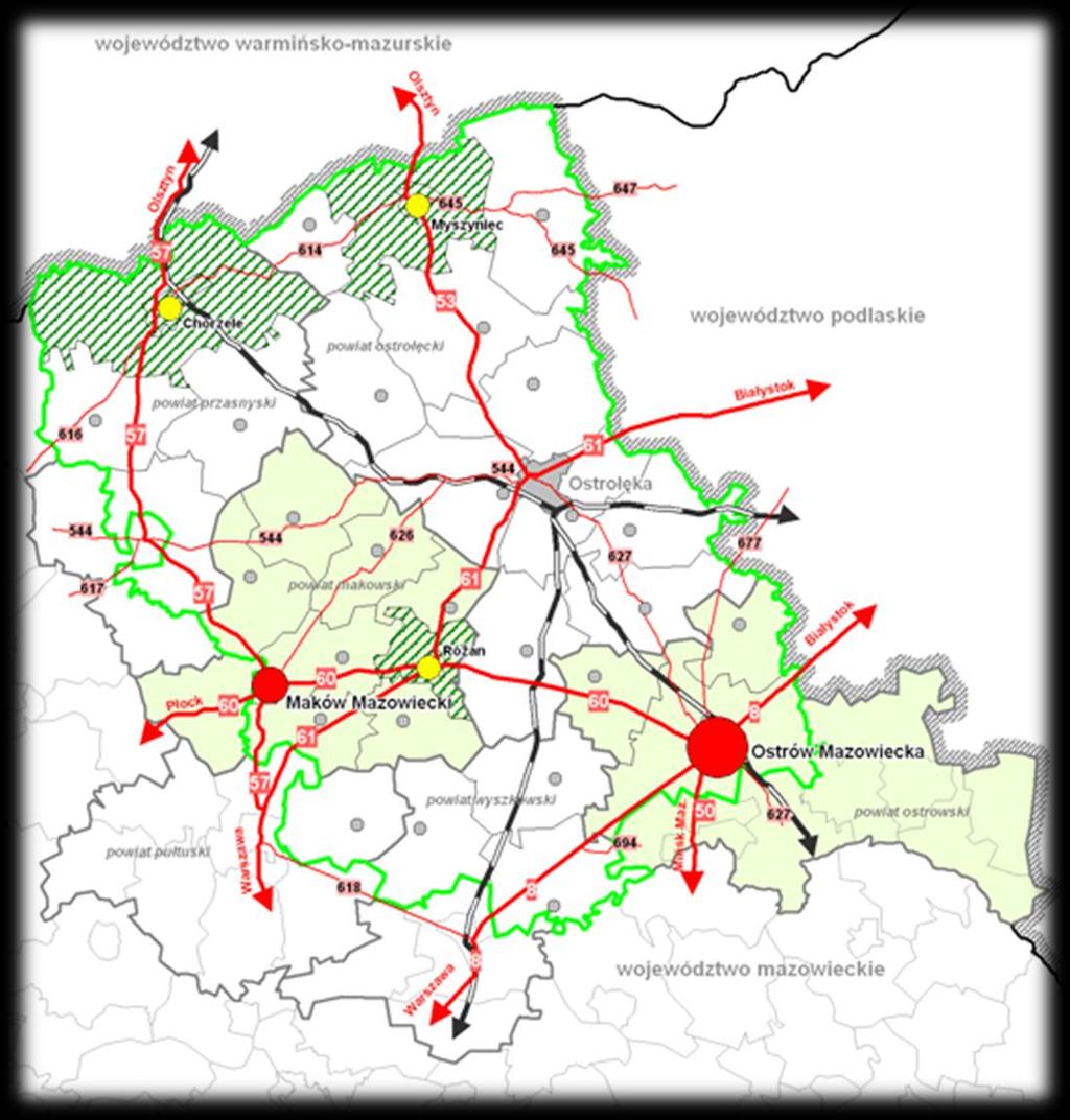 praktycznie przez cały kraj od przejścia granicznego z Czechami w Kudowie-Zdroju do przejścia granicznego z Litwą w Budzisku. Rysunek 2.