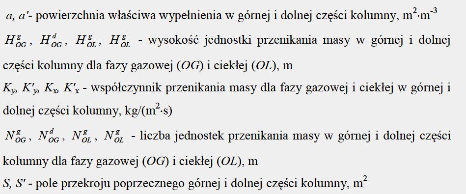 W tych obliczeniach wykorzystywane są podane tu zależności, oparte na teorii Whitmana, z wykorzystaniem symboliki