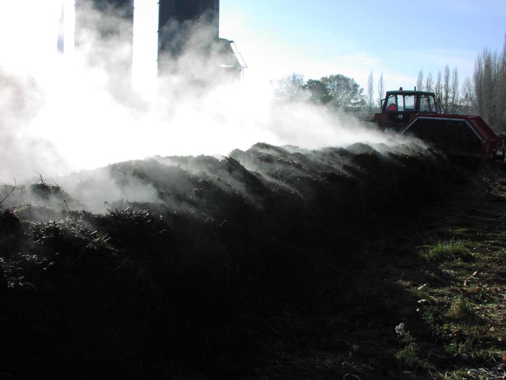 Wzrost temperatury jest niezbędny do uzyskania: spadku masy kompostowanej biomasy (średnio 30-60%), w wyniku odparowania wody i rozkładu