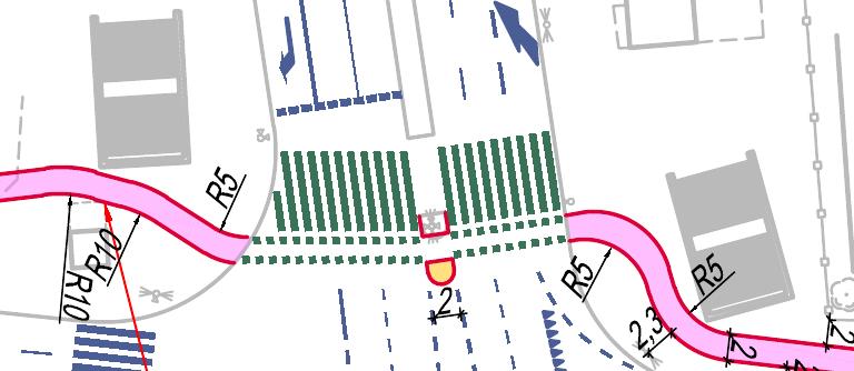 Modzelewskiego drogę dla rowerów zlokalizowano po południowej stronie chodnika, co wiąże się z zamianą istniejącego parkowania skośnego na równoległe.