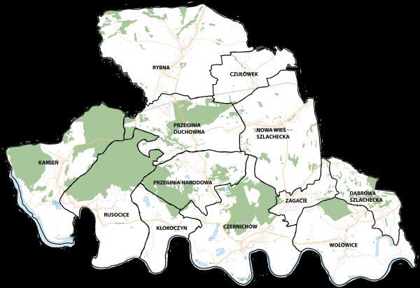 6 Gminę tworzy 12 miejscowości: Czernichów, Czułówek, Dąbrowa Szlachecka, Kamień, Kłokoczyn, Nowa Wieś Szlachecka, Przeginia Duchowna, Przeginia Narodowa, Rusocice, Rybna, Wołowice, Zagacie Rysunek 1.