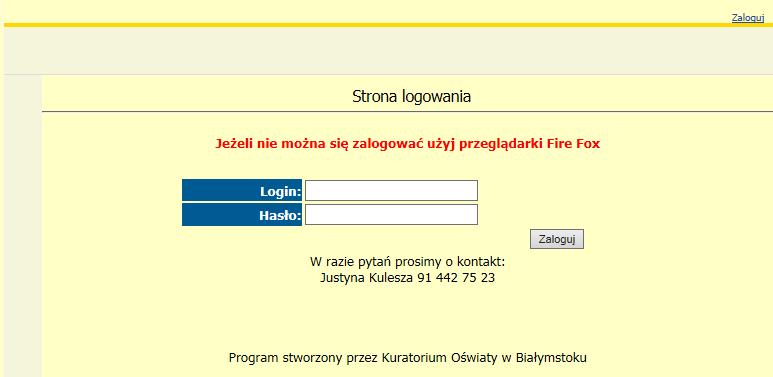 INSTRUKACJA OBSŁUGI APLIKACJI - DOTACJA CELOWA NA WYPOSAŻENIE SZKÓŁ W PODRĘCZNIKI, MATERIAŁY EDUKACYJNE I ĆWICZENIOWE 1. W przeglądarce internetowej uruchamiamy stronę: http://dotacja.kuratorium.