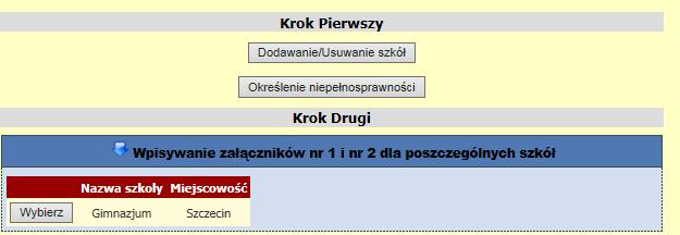 1) Klikając przycisk Wpisywanie załączników nr 1 i nr 2 dla