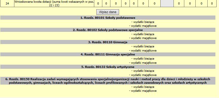 kliknąć przycisk Wpisz dane.