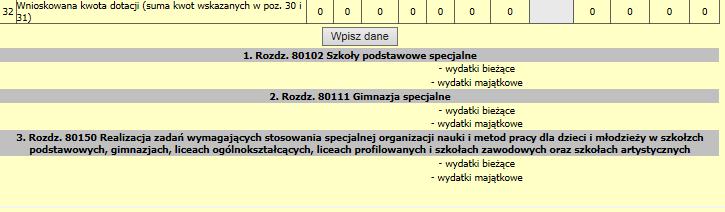 poszczególne rozdziały klasyfikacji budżetowej i kliknąć