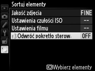 Zmiana kolejności opcji w Moim menu 1 Wybierz Sortuj elementy.
