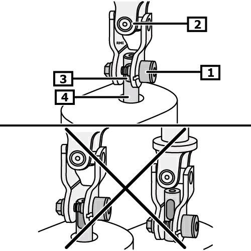 Zwracać uwagę, aby śruba dla przegubu krzyżowego znajdowała się na środku w wydrążeniu wału kierownicy! (1) - (4) (patrz rysunek 9) Rysunek 9 Dalszy montaż w odwrotnej kolejności do demontażu.